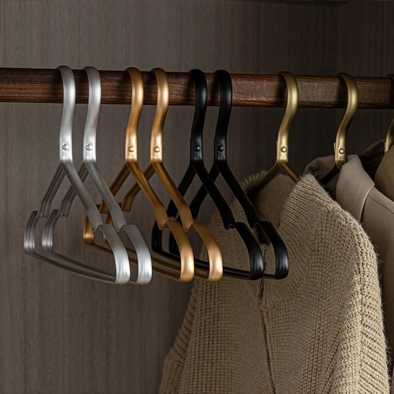 5pcs Matte Gold Hangers for Clothes Pants Storage Hanging Durable Coat Dress Hangers Closet Storage Organizer Space Saver Racks