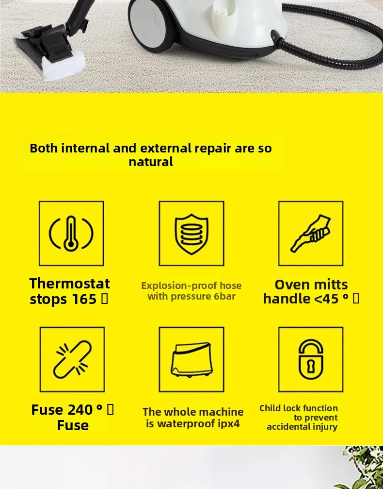 �Professioneller Dampfreiniger 2100 W – robustes Desinfektionsmittel für Autopflege, Polsterung, Fugenmörtelreinigung und Geruchsentfernung von Haustieren – Detail 2