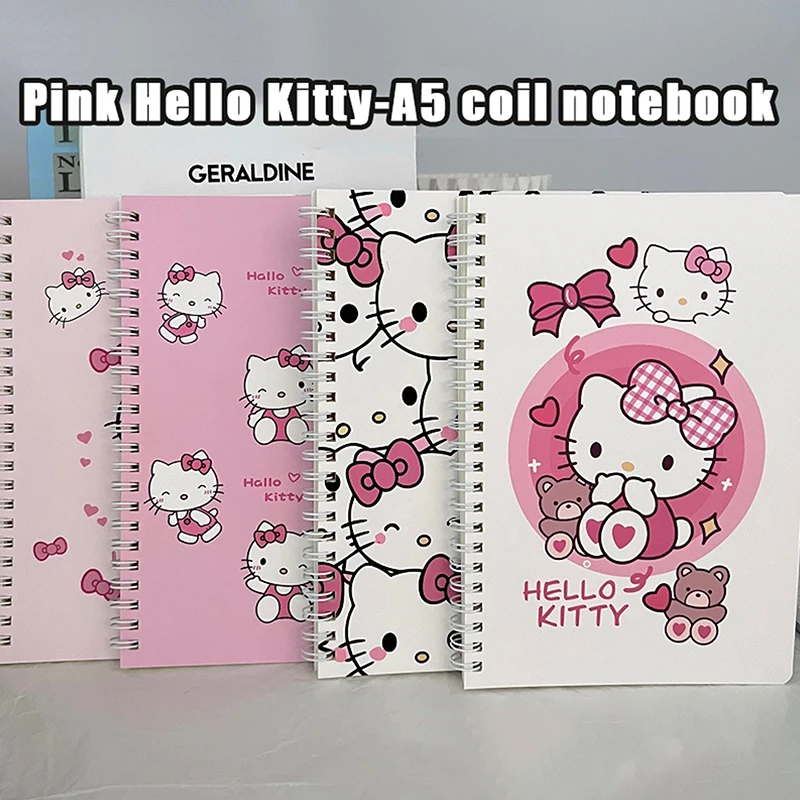 Sanurgente-Cahier de dessin animé Hello Kitty, cahier à bobine A5, outil d'écriture scolaire mignon pour étudiants