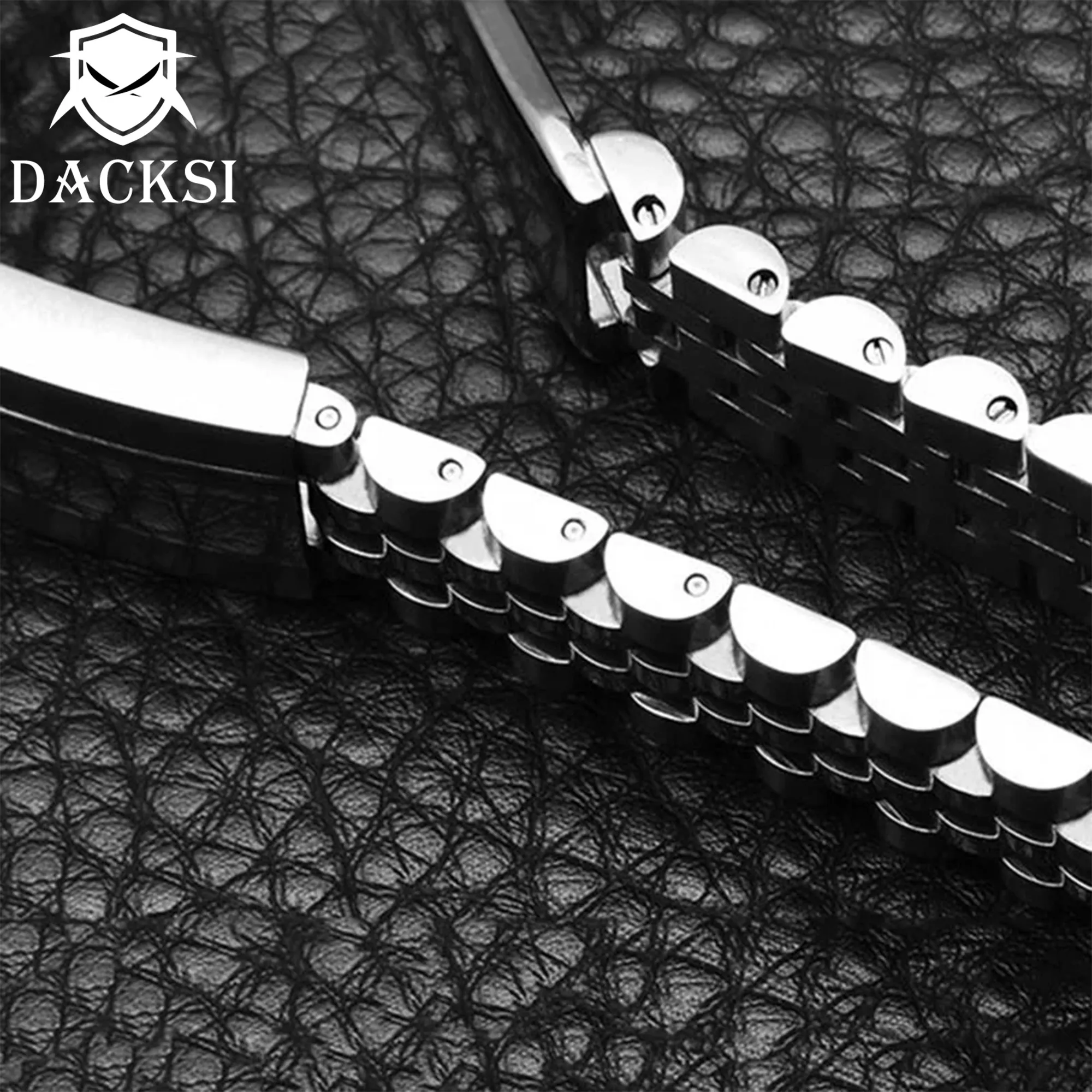 DACKSI Customized 20mm Silver Black Gold Bracelet Slide Glide Lock Clasp 904L Stainless Steel Strap Fit Watch Case Watches Bands