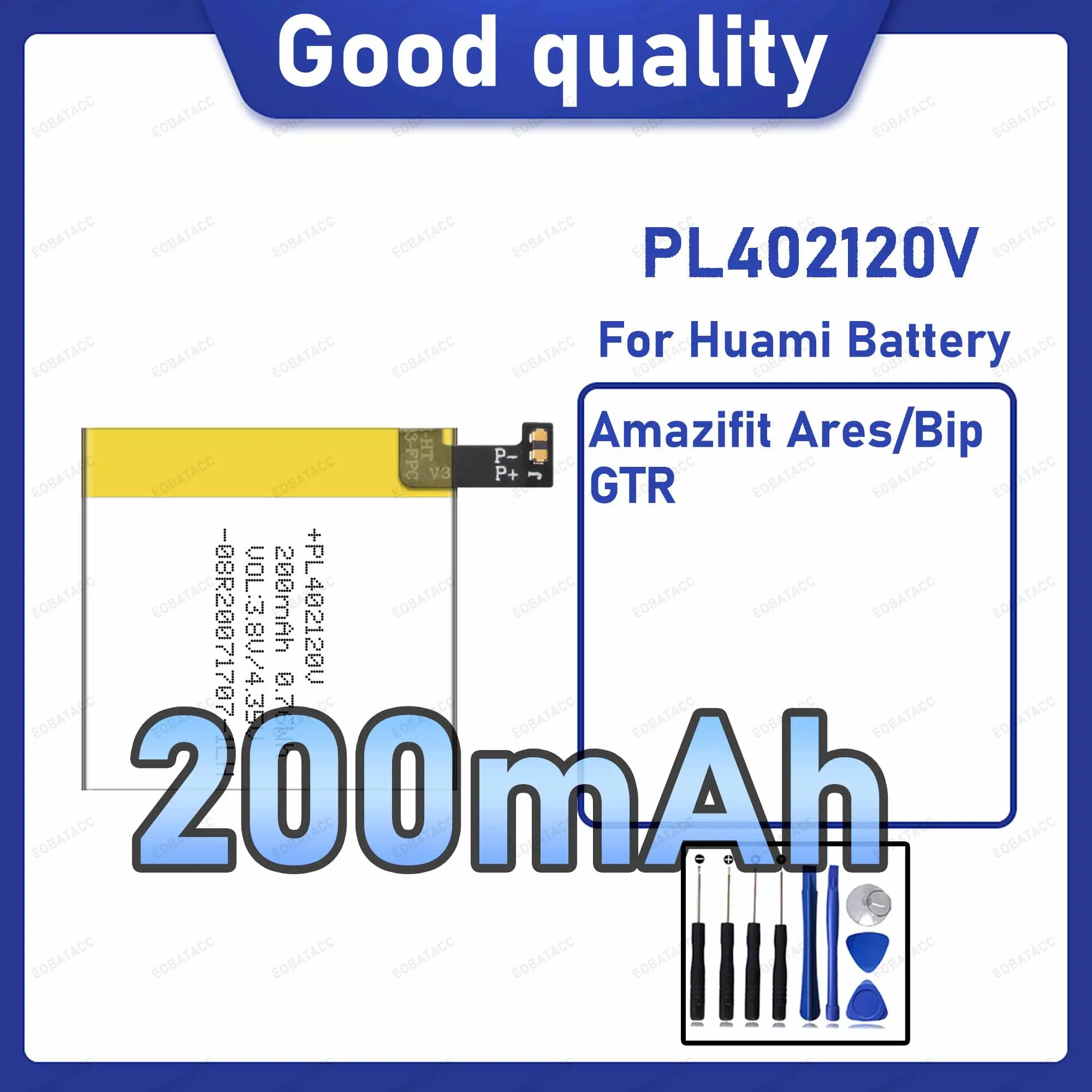 

200mAh PL402120V Replacement Battery for Huawei Amazifit Ares/Bip GTR Watch with Repair Tools Kit
