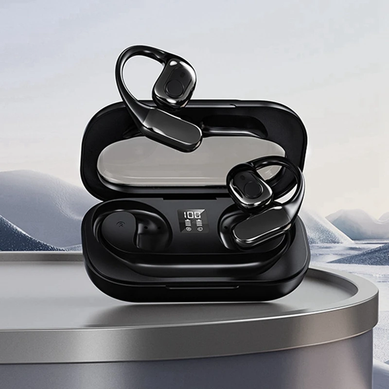 Wireless Bluetooth Translation Headset Supports 142 Languages for Real-Time Translation Open Earphone Translator Black-VVNB
