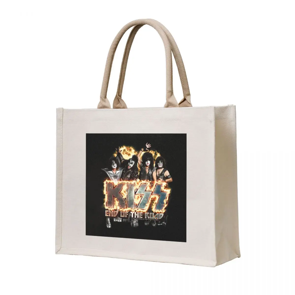 

KISS  the band - End of the Road on Fire Logo Tote Bag foldable reusable bag hand bag tote custom Women bags