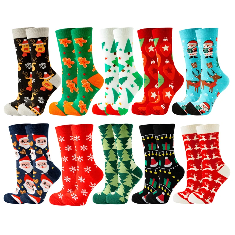 Women's Christmas Socks Gifts for Women  Girls Funny Novelty Colorful Cotton Holiday Crew Socks  Xmas Santa Claus Tree Snowflake