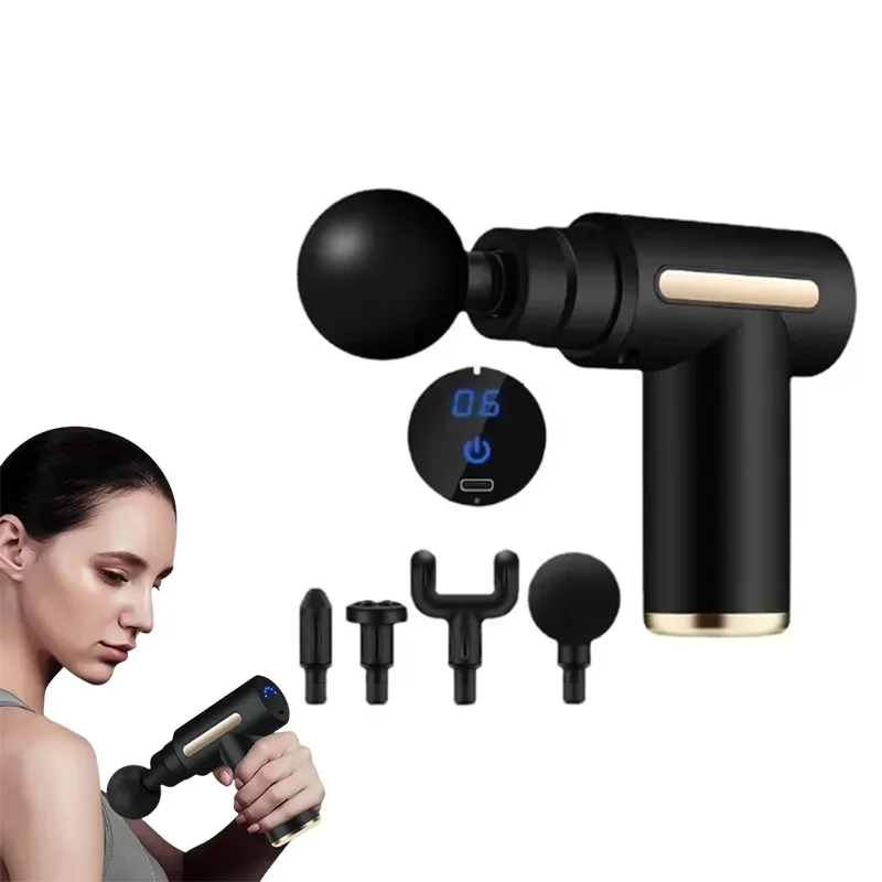 Pistola de fáscia portátil recarregável, massagem muscular profunda, relaxamento, velocidade ajustável, equipamento de massagem completo para pescoço e corpo