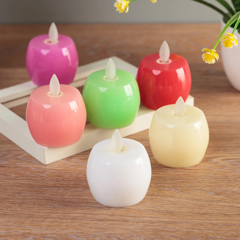 Led محاكاة أبل مصباح دافئ أصفر عديمة اللهب أضواء Tealight للمنزل بار مقهى الطرف الديكور ضوء الليل #4