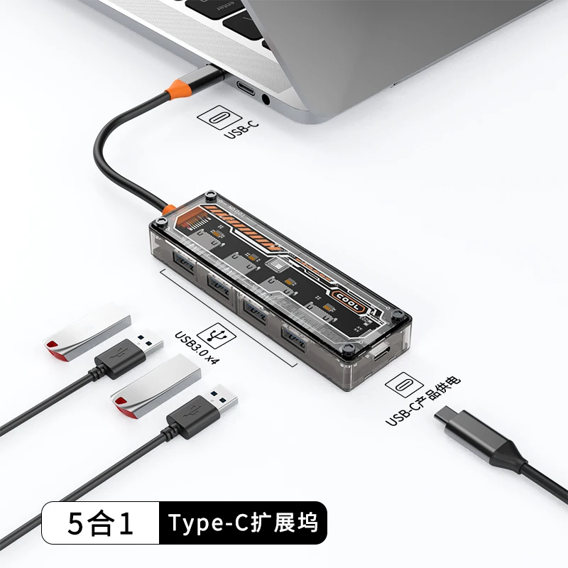 USB-C-Dockingstation mit HDMI-kompatiblem 4K@30Hz-Display, 5Gbps USB-C 3.0 HUB, 100W PD, SD/TF für MacBook Pro Air, iPad, PC – Detail 14