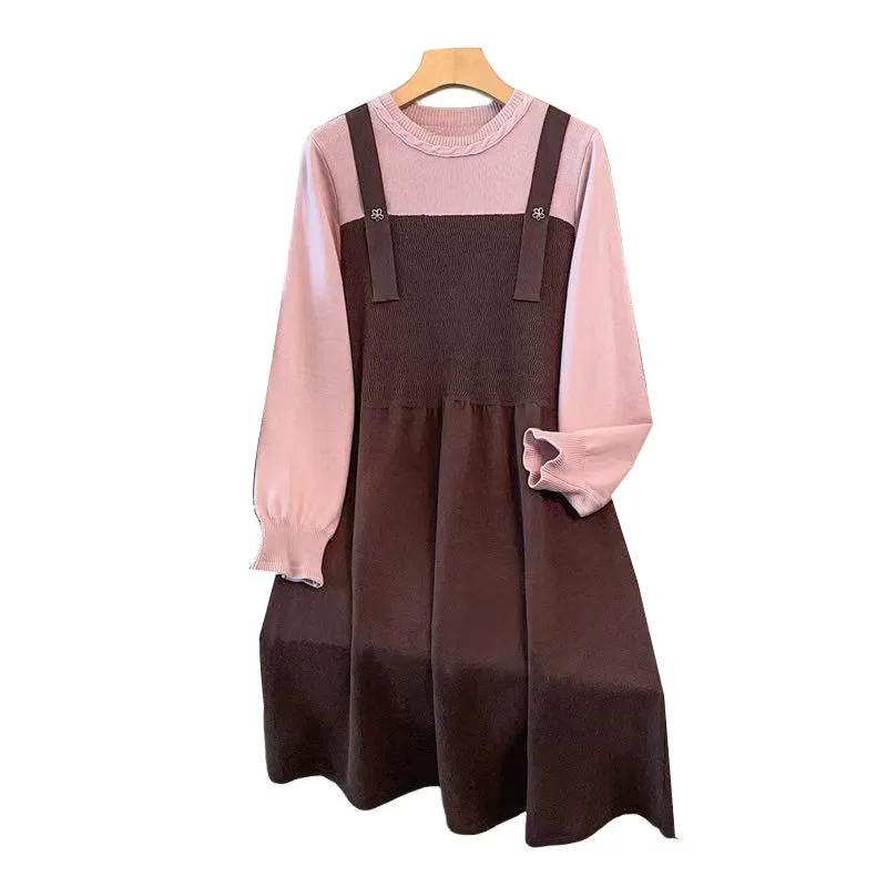 155 كجم حجم كبير المرأة التمثال 160 الخريف الشتاء طويلة س الرقبة طويلة الأكمام سترة فستان 4XL 5XL 6XL 7XL 8XL 9XL #5