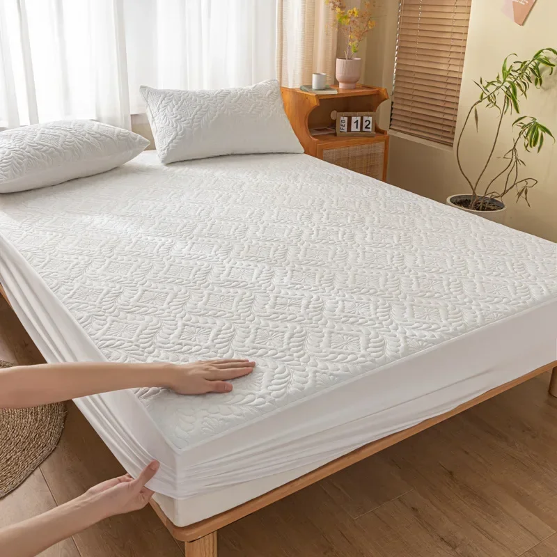 Simple waterproof padded mattress, solid color washed cotton waterproof urine-proof mattress, waterproof all-inclusive mattress