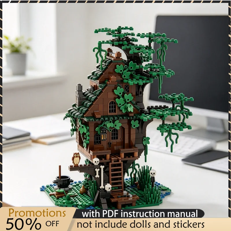 830PCS MOC Witch's Swamp Tree House Fantasy Scene Model Building Blocks DIY Assembly Toy Adult Collector Collection Desktop Gift