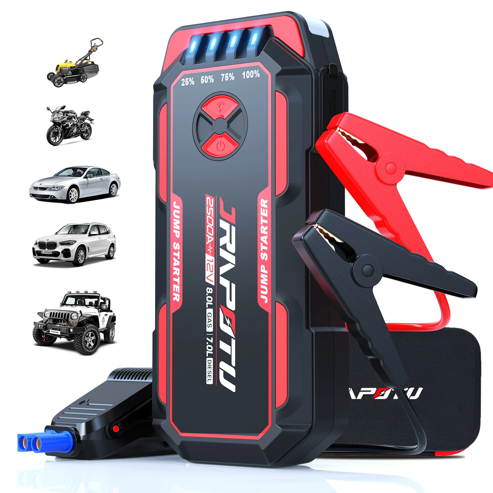 Portable Car Jump Starter, 2500A Peak Battery Jumper Starter Portable, Jump Box for Car Battery, 12V Portable Jump Starter for 8