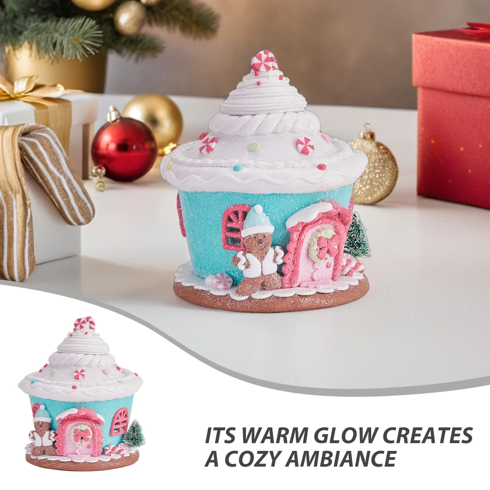

Christmas Decoration light-up Resin Castle House Figurine Christmas Gingerbread Building Ornament With Led Light Xmas Home Decor