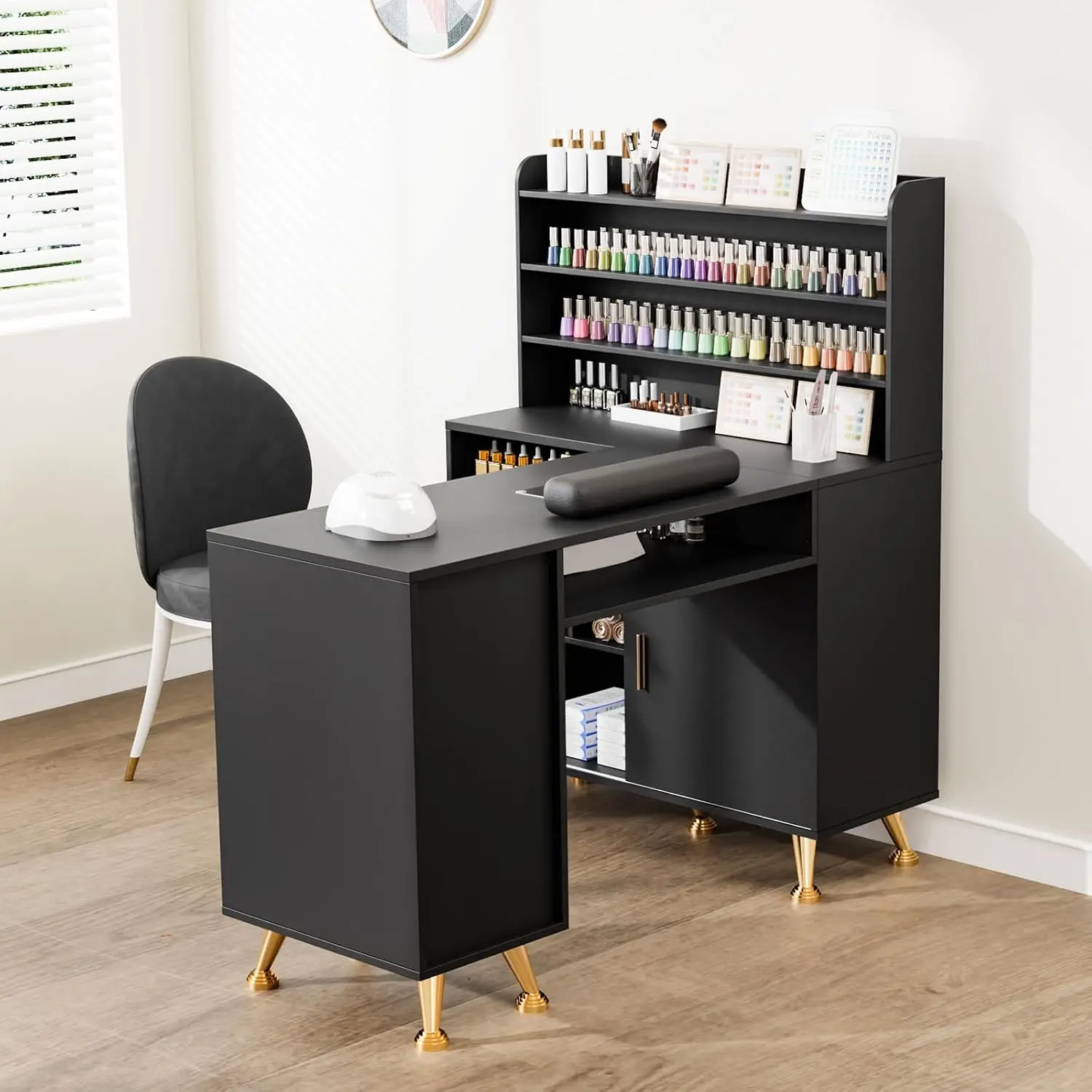L Shaped Manicure Table with Dust Collector, 52