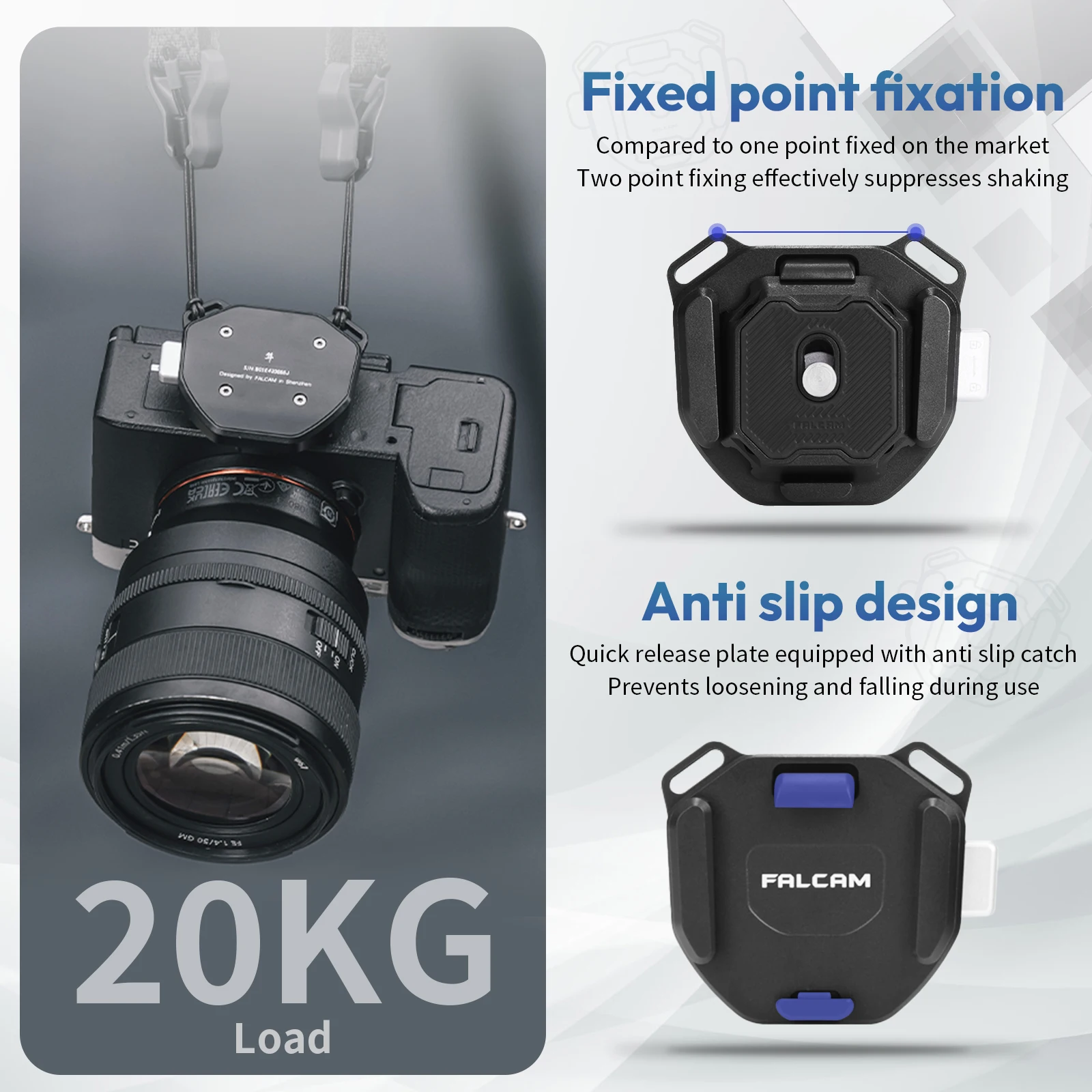 FALCAM F38 Camera Shoulder Strap Mount Quick Release for Shoulder Straps Kit V2, QR Plate Camera Tripod Mount Adapter