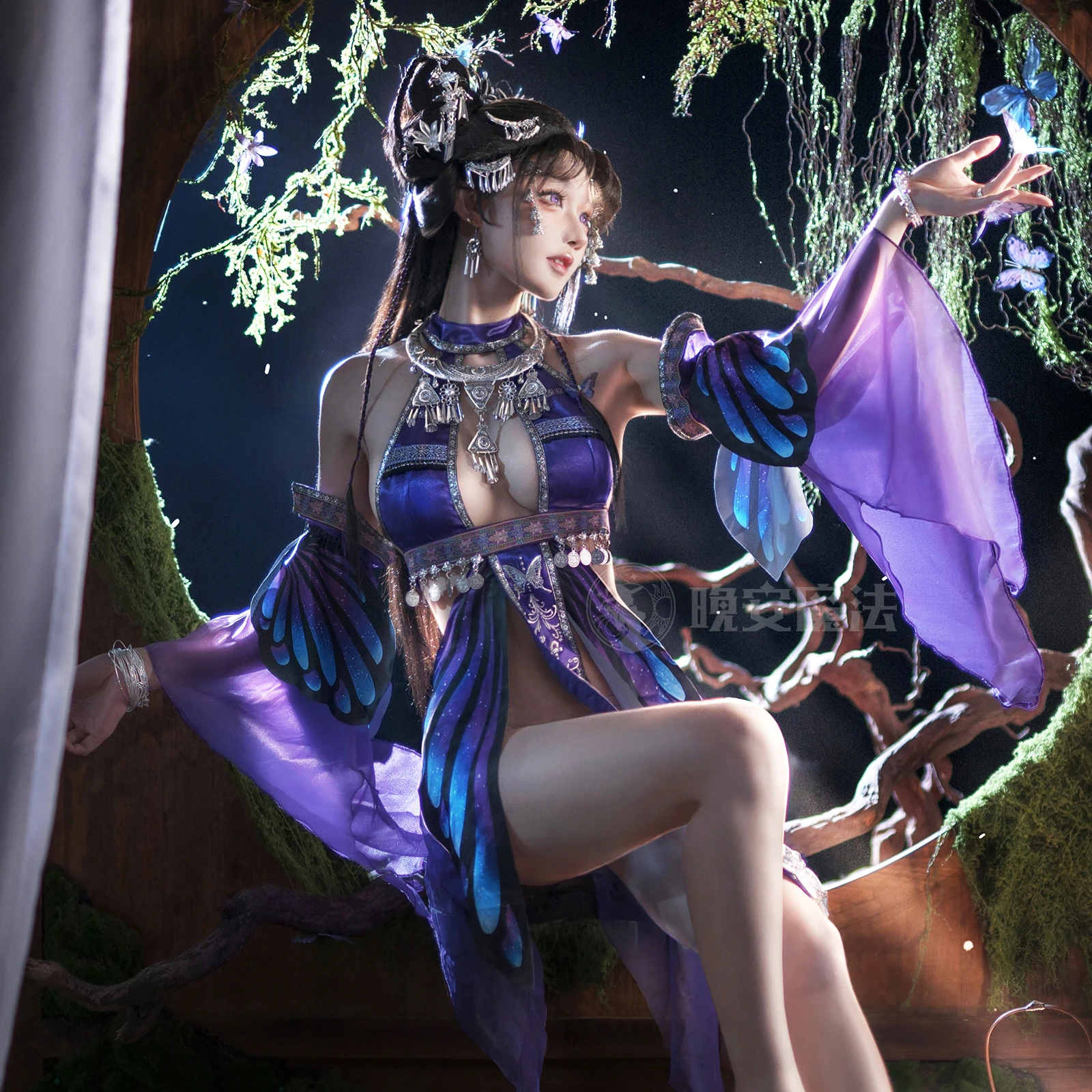 

IJN Azuma костюмы для косплея сексуальное фиолетовое платье Cheongsam с бабочкой вечернее платье бабочка бандажное платье женский костюм на Хэллоуин