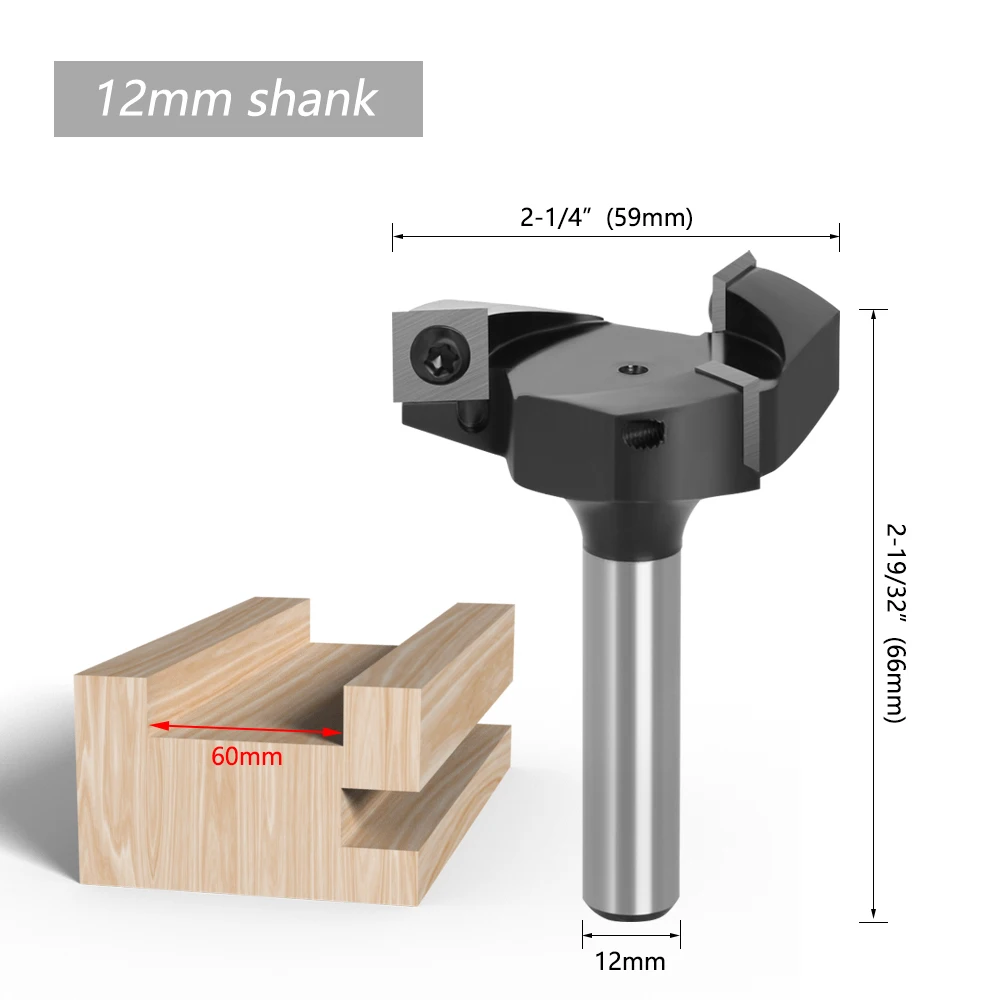 12 مللي متر 1/2 "عرقوب استبدال شفرة التخطيط بت الوجه نهاية قاطعة المطحنة إدراج نمط Spoilboard CNC تصفية بت التوجيه للخشب
