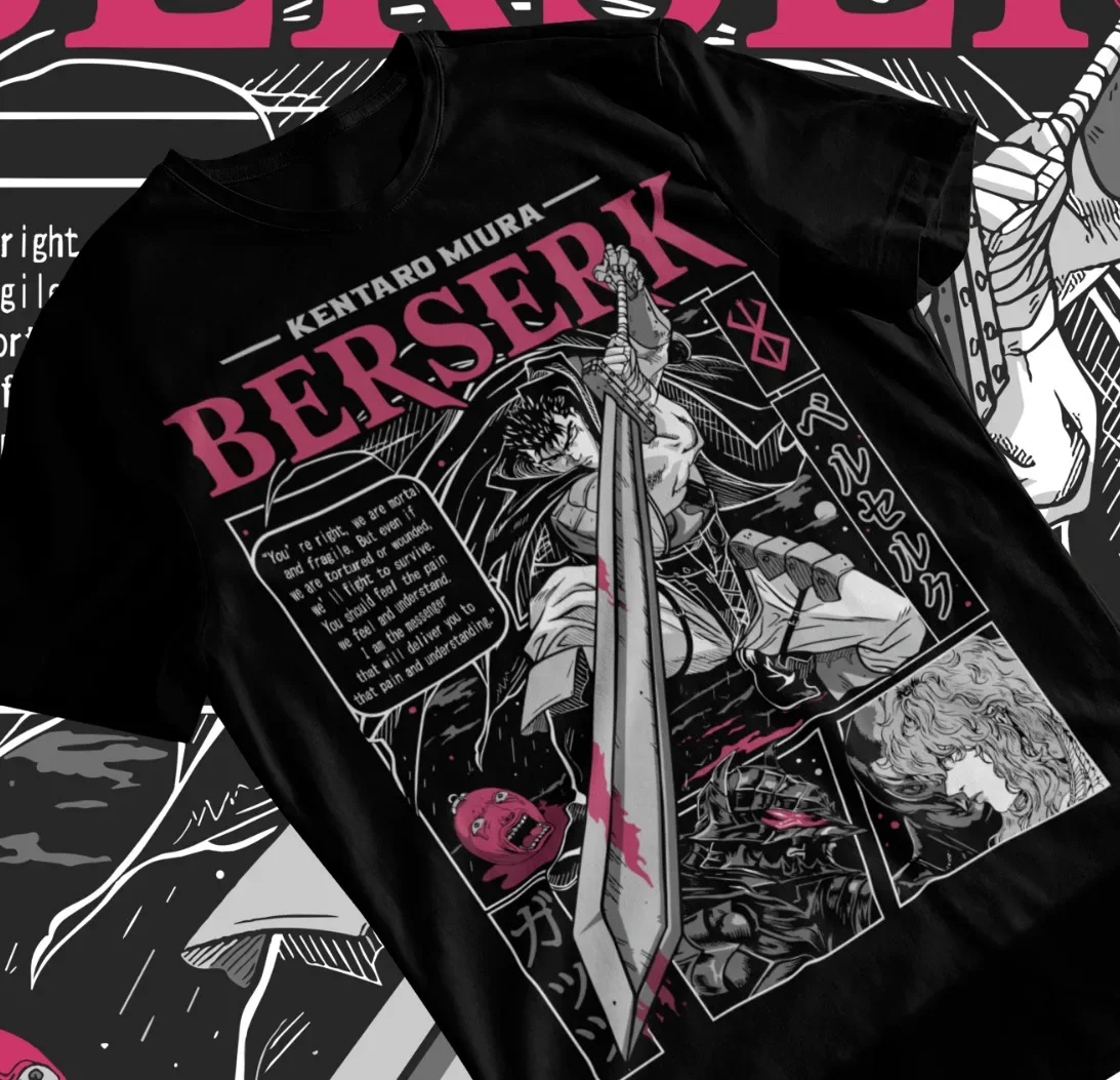 Berserk Manga Strip Guts T-Shirt Berserker Armour Anime Soft Tee All Sizes