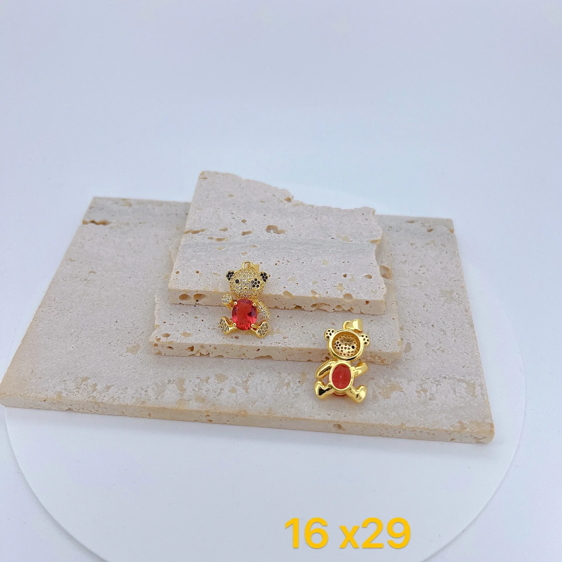 Inlay Colorful Large Zircon Bear Tiger Pendant for Diy Jewelry Making Supplies Plated Brass Necklace Chain Accessories Wholesale
