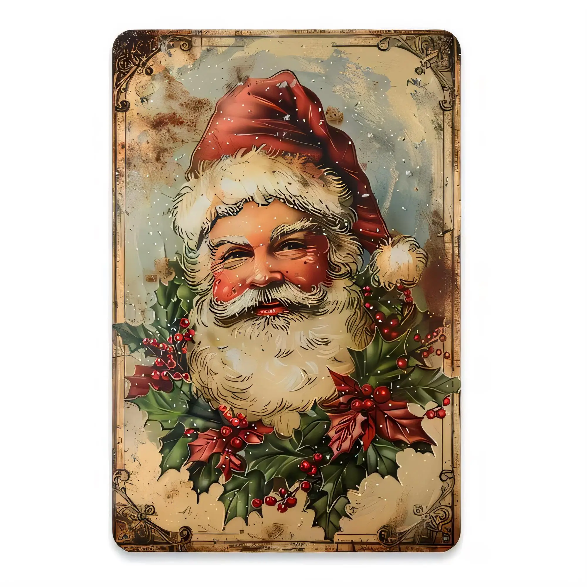 Tin Sign Santa Claus Vintage Christmas Metal Wall Art Plaque Rustic Retro Holiday Decor for Home Bar Garage Man Cave   Gift for