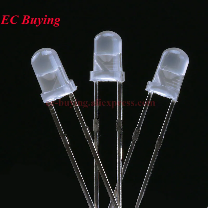 10pcslot F3 Ultra Bright 3MM Round Fog Diffused GreenYellowBlueWhiteRed LED Light Lamp Emitting Diode Dides Lamp Bead Kit