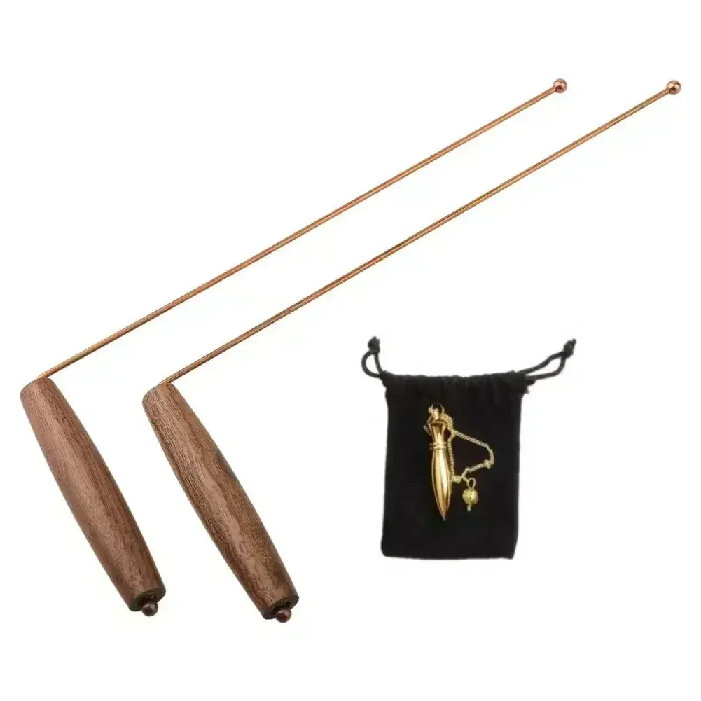 Copper Detection Rod Metal Detector Treasure Hunting Divination Tool +Pendulum For Test Measurement Tool Accessory