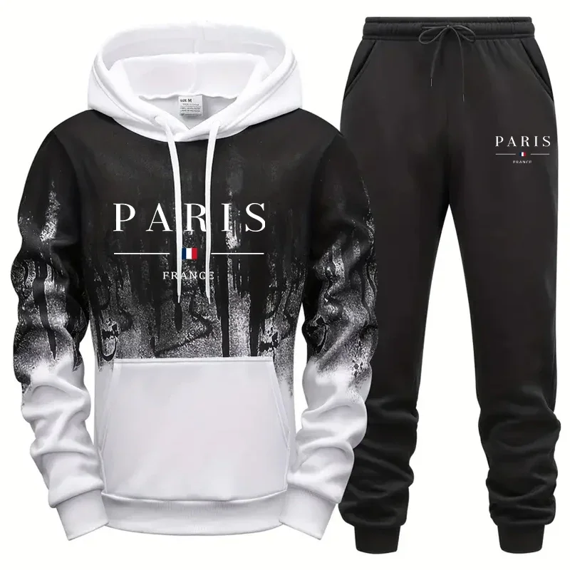 

Повседневная повседневная мода, мужской спортивный костюм высокого качества для бега, мужские универсальные толстовки, спортивные штаны, удобный спортивный простой комплект с капюшоном