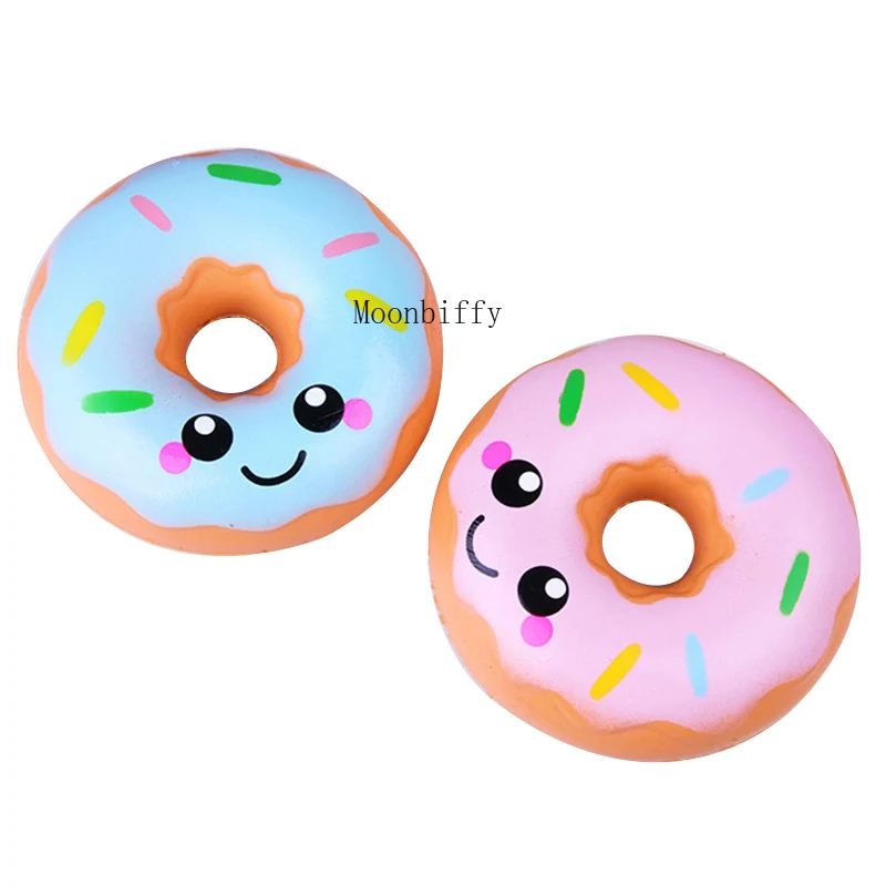 

Cute Smiley Donut Squishy Slow Rising Simulation PU Bread Cake Scented Soft Squeeze Toy Stress Relief for Kid Fun Gift 10*10CM