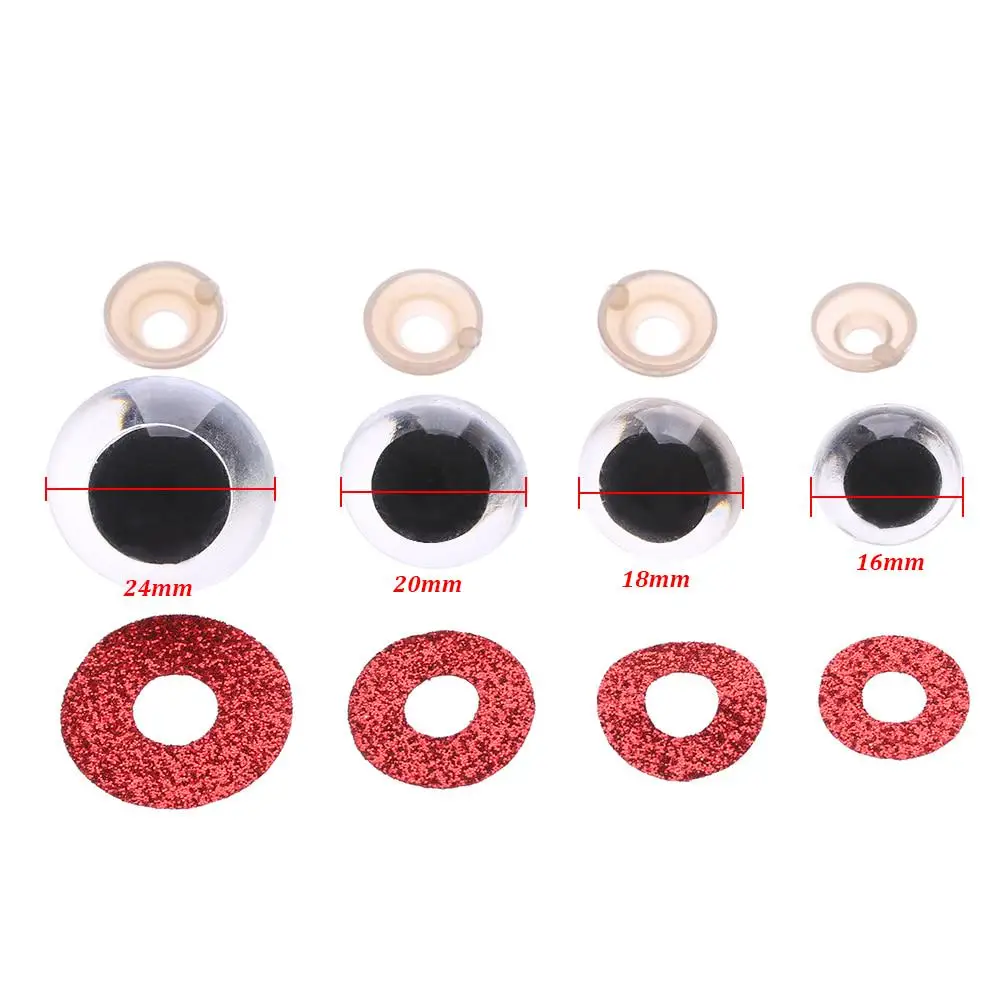 10pcs 16/18/20/24mm Round Plastic Clear Plush Doll Findings Stuffed Toys Glitter Safety Eyes Nonwovens Hard Washer