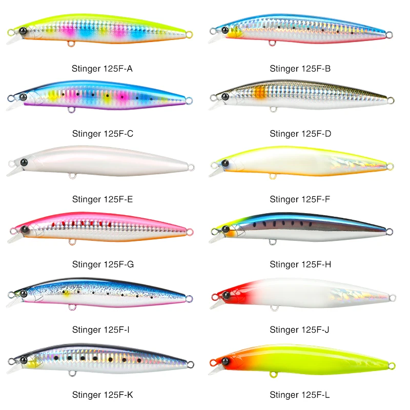 TSURINOYA Kuat STINGER 125F Ultra Panjang Casting Ikan Kecil Mengambang 125Mm 25G Kekuatan Tinggi Air Asin Seabbass Umpan Keras Buatan
