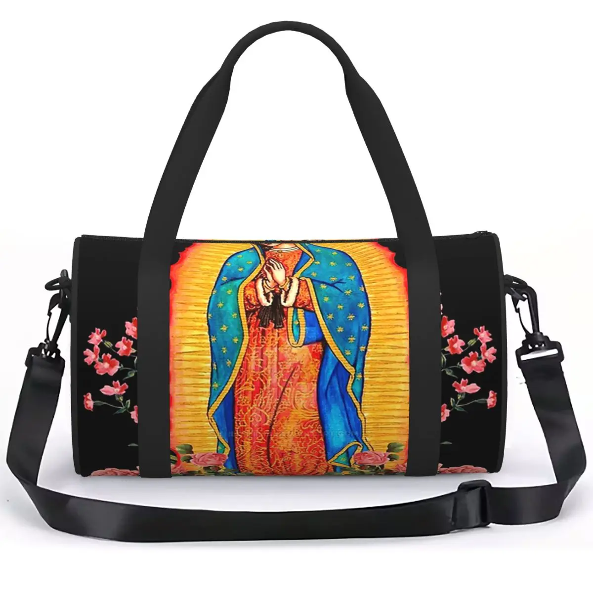 Virgin Of Guadalupe Luggage Bag Large Capacity Duffle Tote Bag Handbags Gym Bags Fitness Bag for Boys Girls