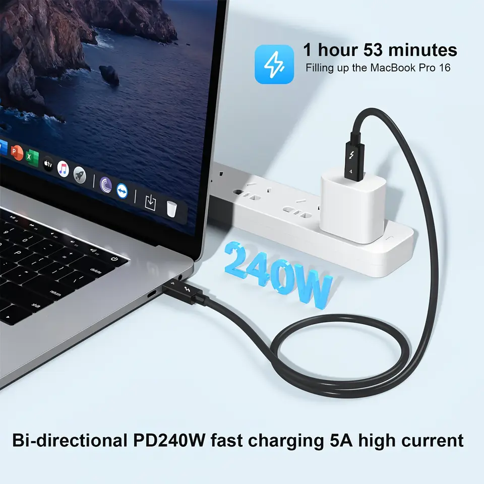 ASUS Thunderbolt 4 Coaxial Cable USB4 Type C to Type C 40Gbps 100W Fast Charging Cable  for MacBook, iPad, iPhone, Android - 3