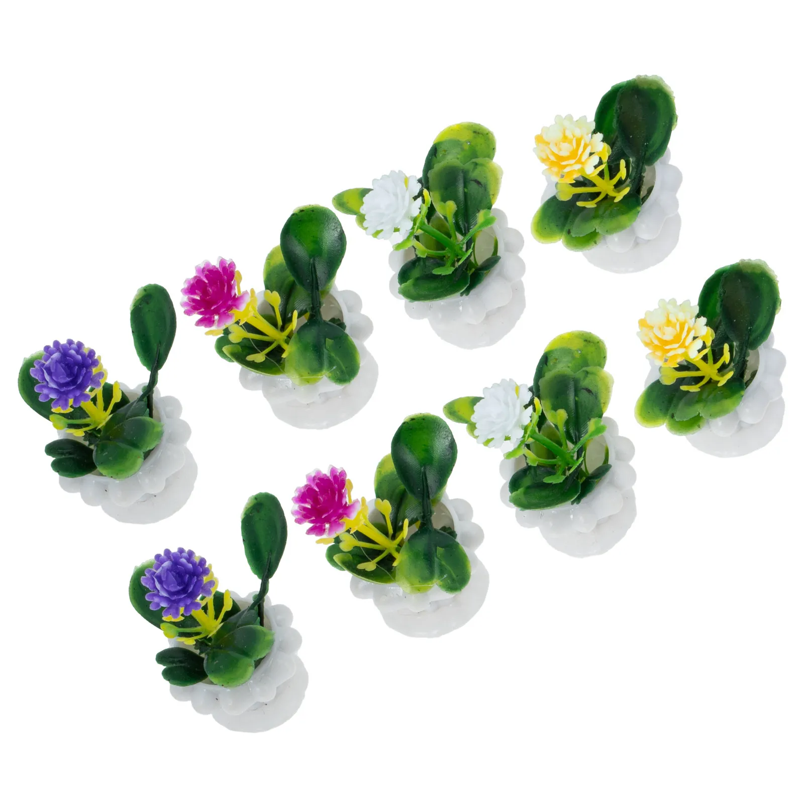 

Набор из 8 миниатюрных декоративных растений в горшках: Искусственные бонсай из высококачественной смолы для украшения сада, газона и дома