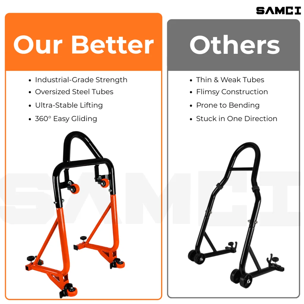 Motorcycle 360° Swivel Rear Wheel Support Dual-Fork Rear U+L Stand 400KG Load-Bearing Universal Tire Repairing Tool Accessories