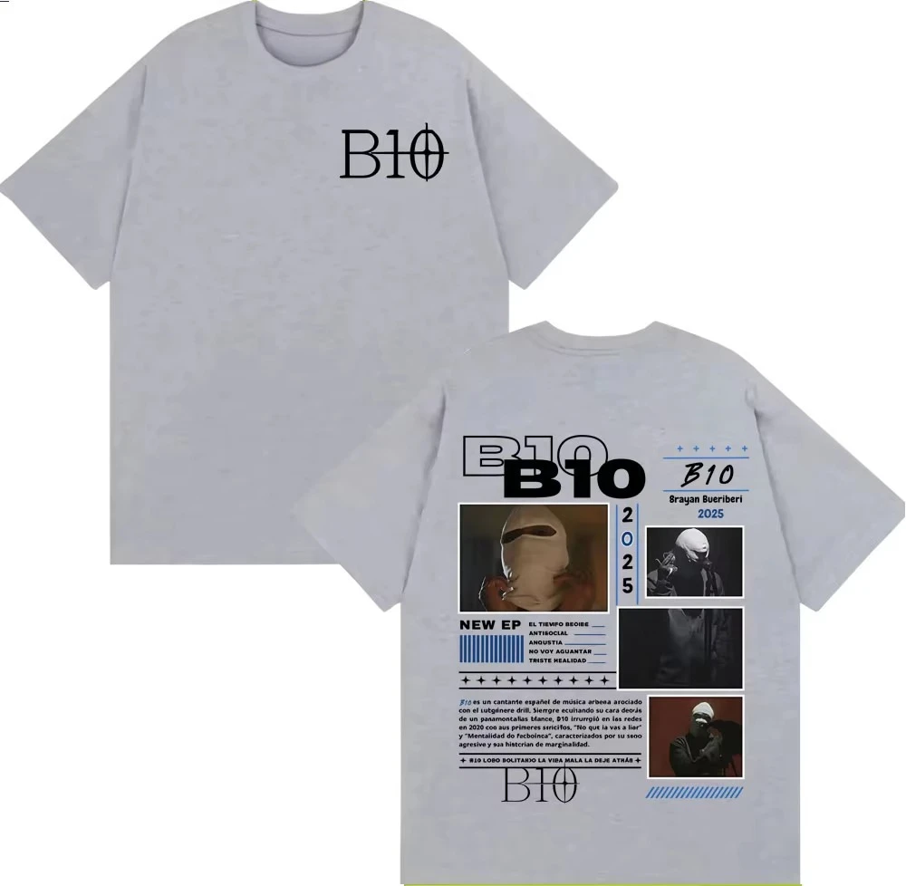 مغني الراب B10 Byayan Bueriberi Tour 2025 تي شيرت الرجال موضة الهيب هوب موسيقى البوب تي شيرت الذكور عالية الجودة القطن المتضخم تي شيرت