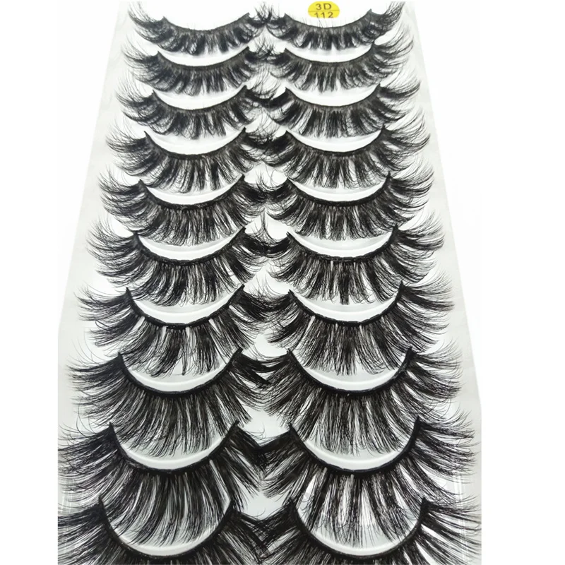 Struttura multistrato Ciglia a coda di occhio allungate Ciglia personalizzate personalizzate in fibra sintetica europea 3D con scatola bianca