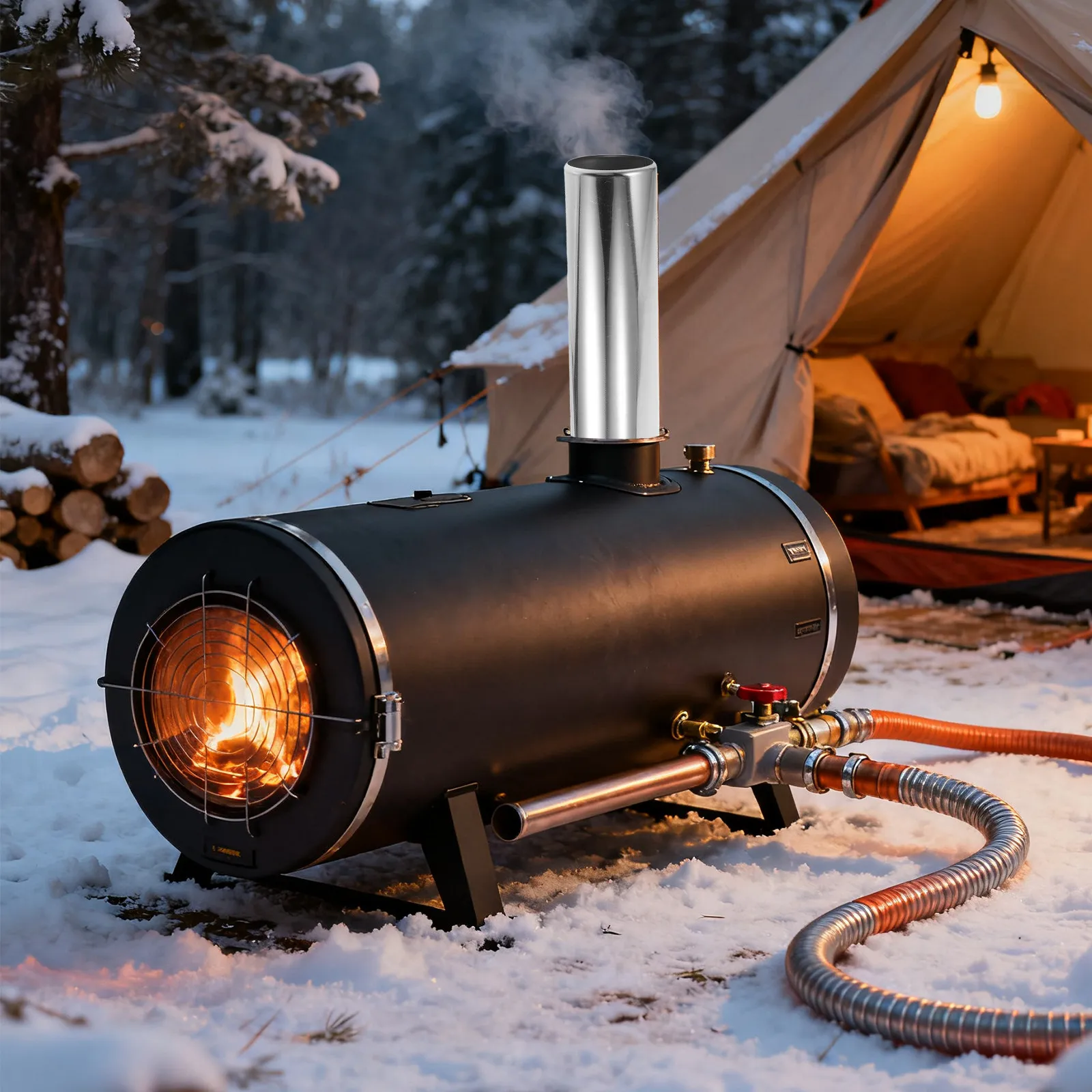 Wood Stove Chimney Pipe Stainless Steel Fireplace Flue Tube 17x3 Exhaust Vent Pipe Connecting Part for Tent Stove Heating
