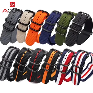 18/20/22/24mm Zulu Nylon Strap Stainless Steel Ring Buckle Men Striped Canvas Replacement Band Bracelet Belt Watch Accessories