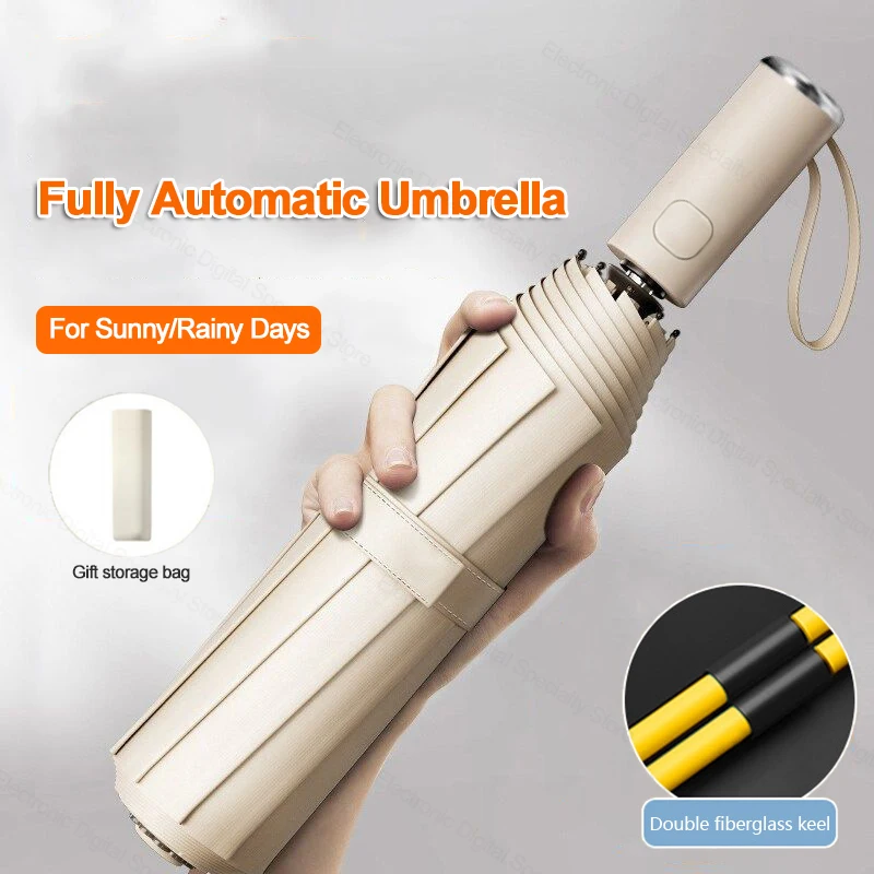 

24 Bone Folding Umbrella Fully Automatic Double Bone SPF 50 UV Protection Vinyl Rain Resistance Wind Resitance Umbrella