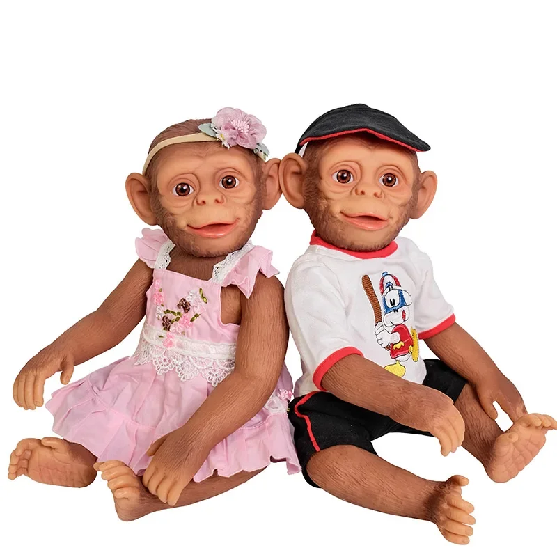 50cm Full Body Vinyl Monkey Handmade Reborn Monkey Very Soft Silicone Vinyl Flexible Collectible Art Doll