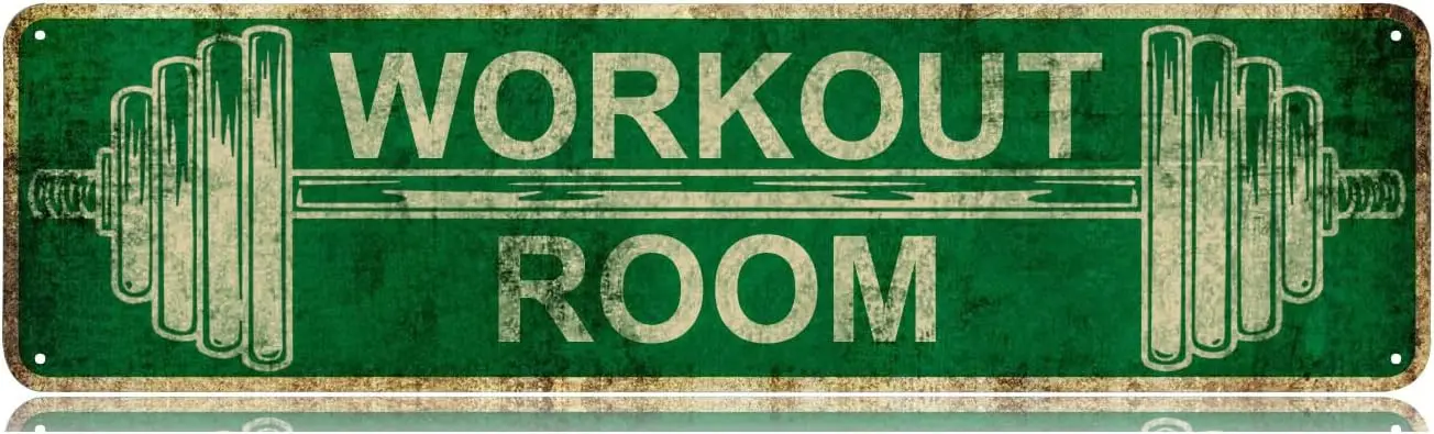 Workout Room Gym Bodybuilding Metal Tin Sign Funny Vintage Slim Street Tin Signs 16 x 4 Inch Wall Art Decor Iron Poster for Home