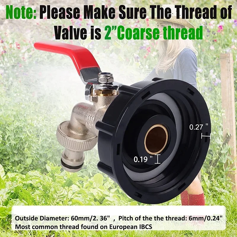 Контейнер IBC 1/2 дюйма, латунный резервуар Ibc, аксессуары, адаптер клапана IBC для резервуара для воды S60X6, адаптер 1000 л IBC