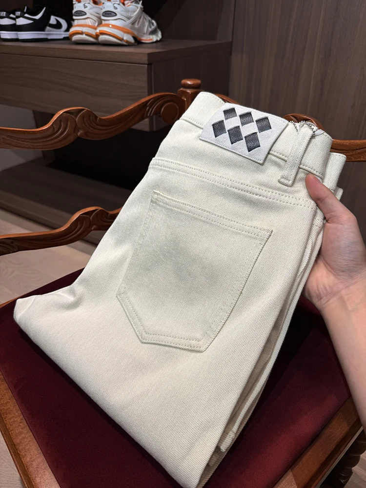 

Men's High Elastic Cotton Fce Lined Thi Straight Leg Jeans Comfortable Warm Non Deformable Premium Quali Autumn Winter