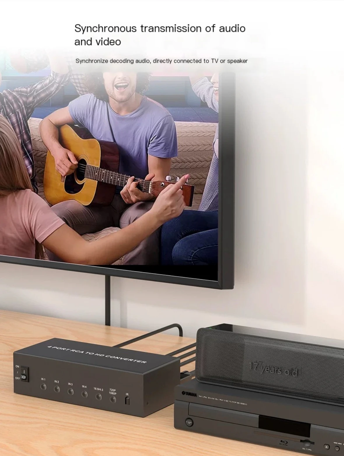 4 In 1 out AV to HDMI Converter for Analog set-top box ,PS2,old DVD 1080P