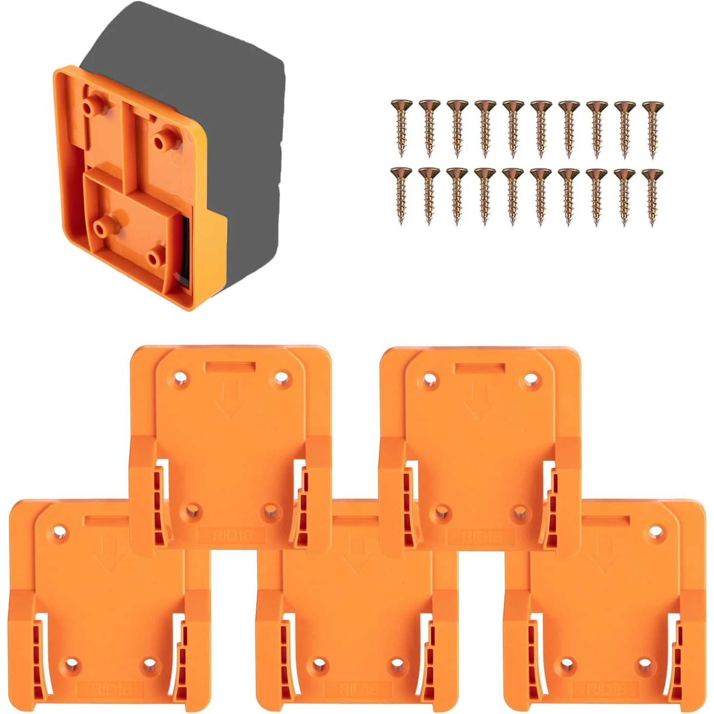 5Pcs Battery Holder Compatible for Ridgid 18V Battery Wall Mount Battery Storage for Work Van, Shelf, Toolbox
