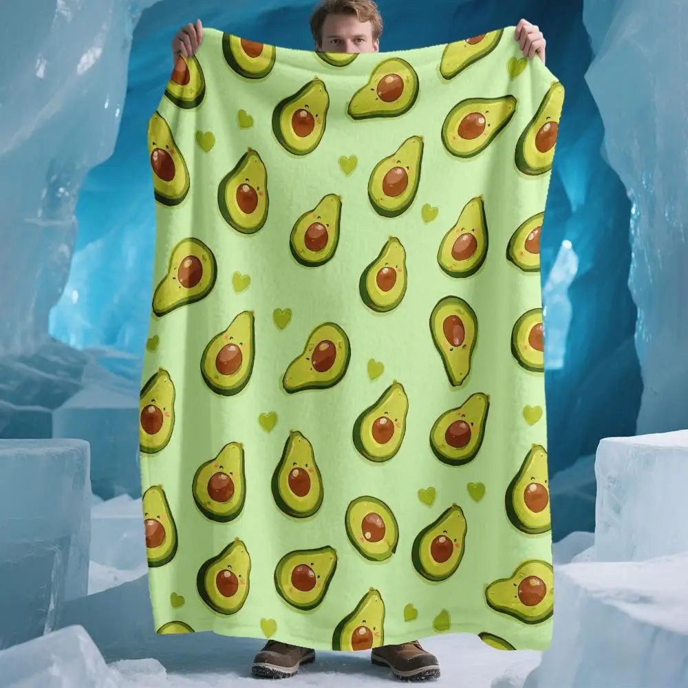 Green avocado pattern, sofa, dormitory bedding gifts, modern home decoration bright avocado, fashionable bed cover or decoration