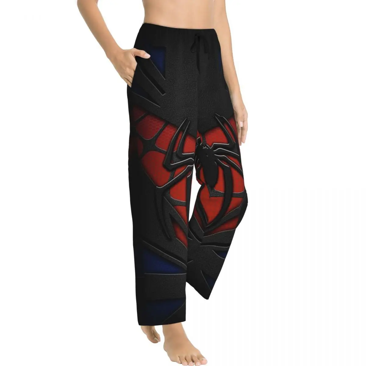 Custom Print Women's Spider Man Web Pajama Pants Sleep Sleepwear Bottoms with Pockets