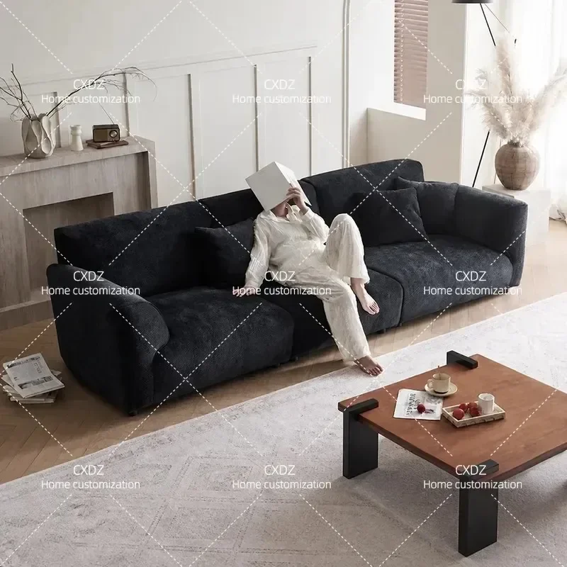 Italian Petal Sofa Light Luxury Fabric 3 Seater Straight Row Combination Couch for Small Apartment Living Room Furniture