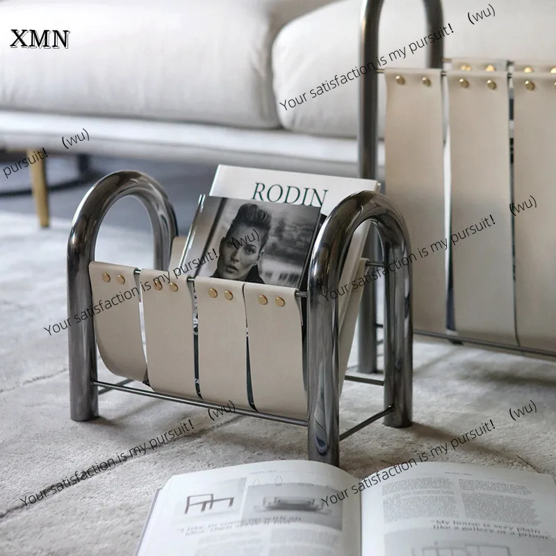 ZOCI-Modern Luxury Metal Leather Magazine Rack Bookshelf Home Decoration Ornaments Bookshelf Model Division Housewarming