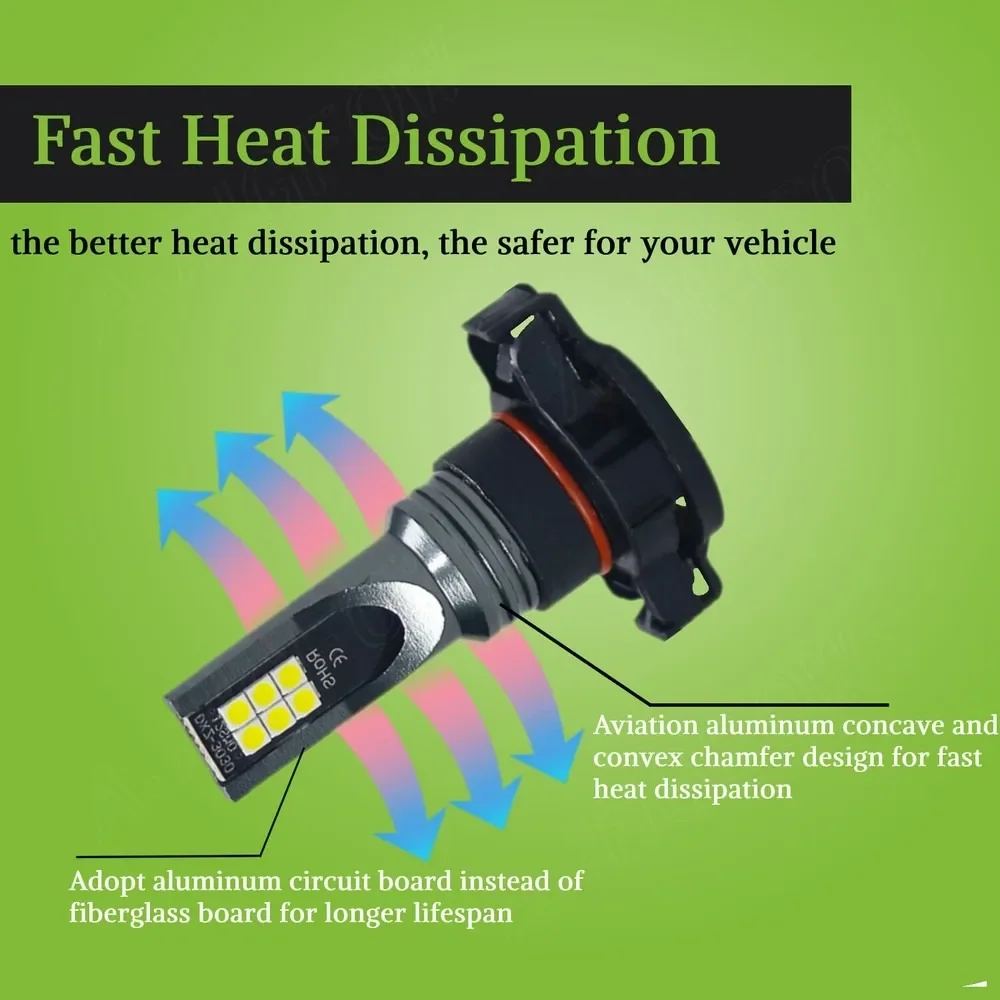 2x 5202/H16 LED مصابيح الضباب القيادة عالية الطاقة 200 واط مصباح 6000 كيلو سوبر وايت #3