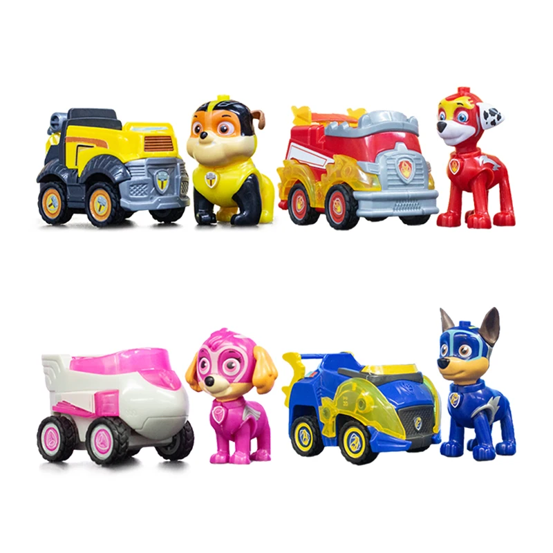 Nuevo juguete de la patrulla canina, modelo de dibujos animados, coche Mighty Pups, Super Paws Marshall Skye Chase Ryder, figura de Anime, coche extraíble, regalos para niños, Juguetes